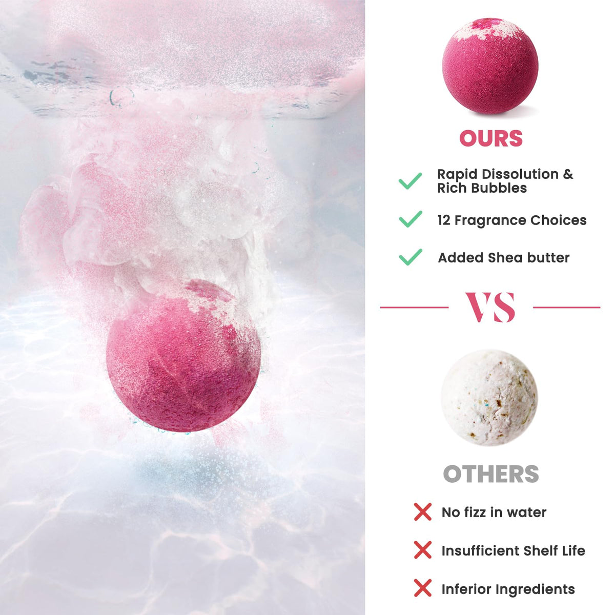 Bath Bombs for Women, Handmade Natural Bath Bomb with Shea Butter