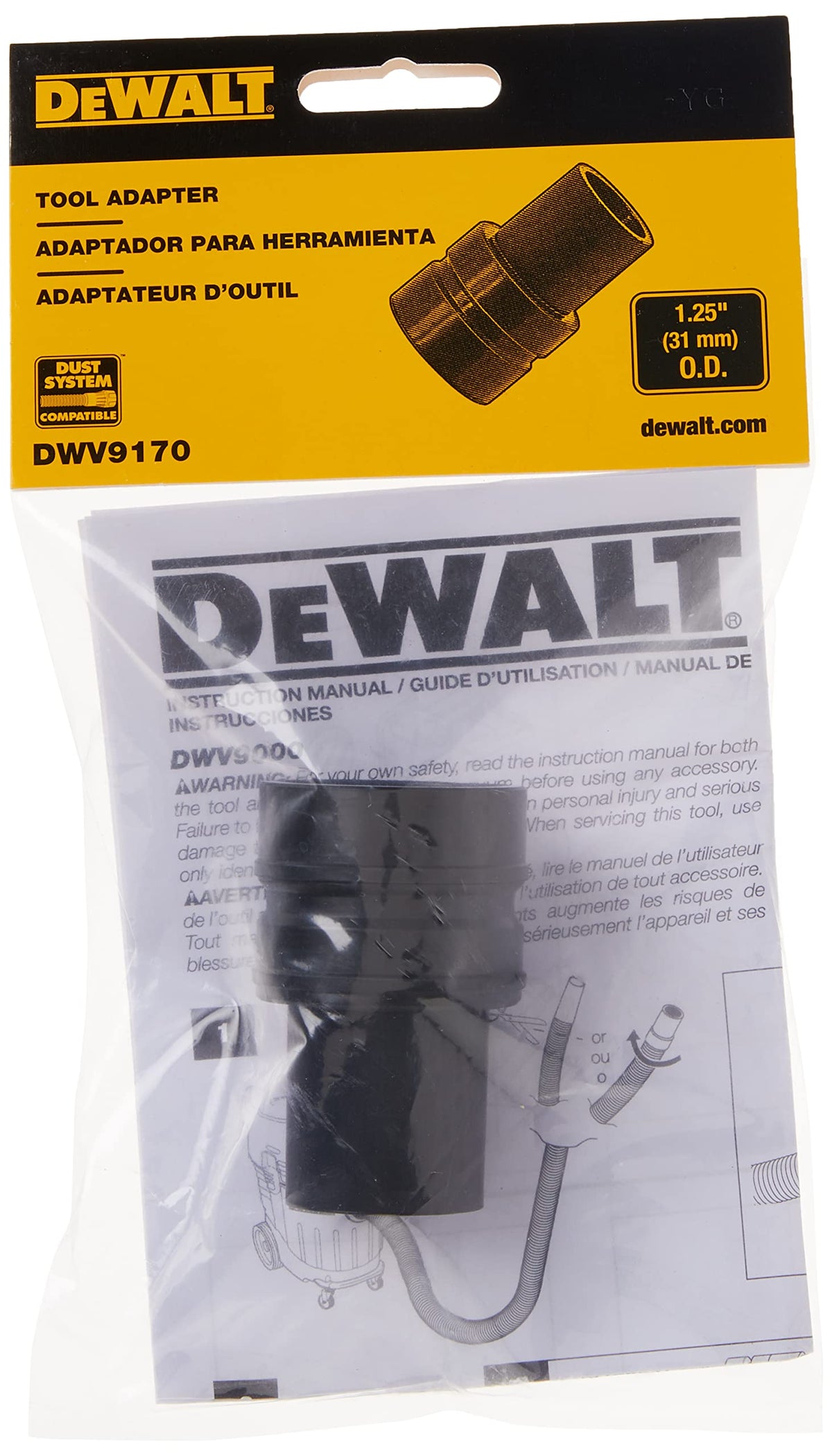 DeWalt DWV9170 1.25-Inch Od Tool Adapter