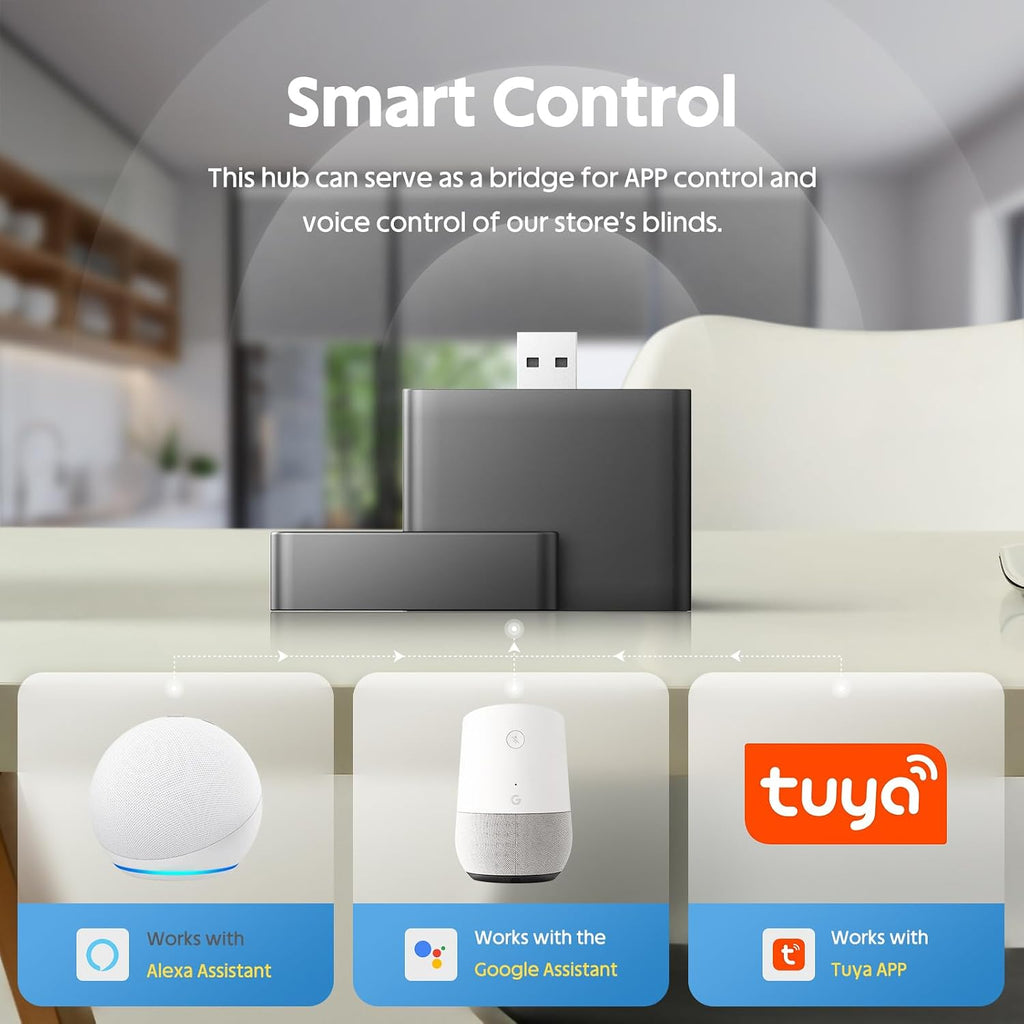 Smart Hub Compatible with Alexa/Google Home, Make Remote Control Blinds to Be Smart, Motorized Blinds Hub, Smart