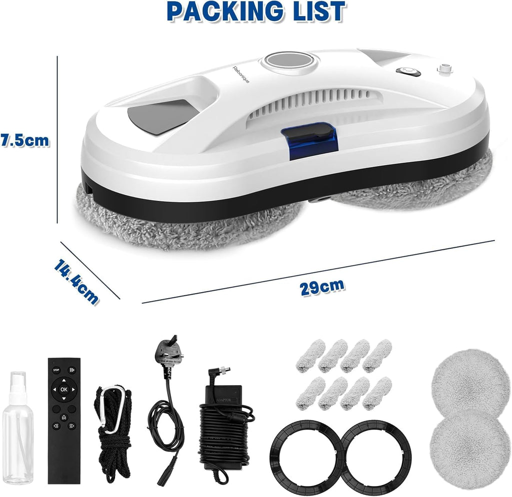 Window Cleaning Robot, Window Cleaner Robot Auto Spray, Automatic Cleaning with Intelligent Path Planning, 5600Pa