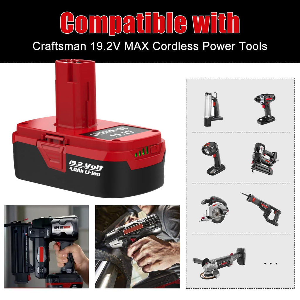 4.0Ah C3 19.2V Kits Replace for Craftsman 19.2 Volt Battery