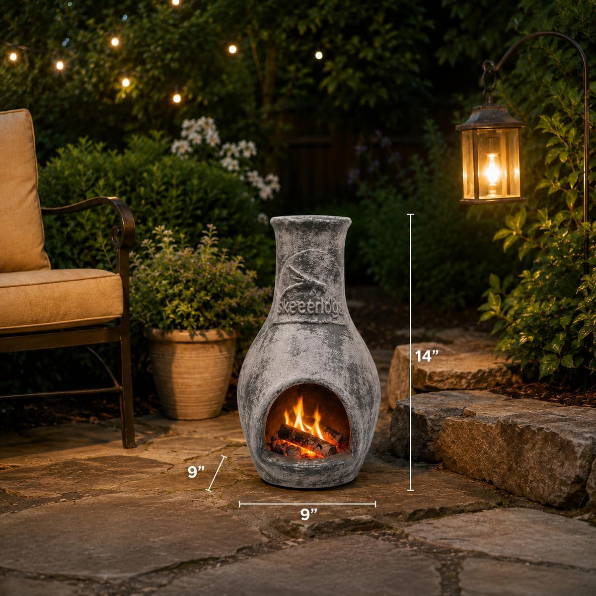 Skeeterlog Chiminea Kit - Clay Outdoor Firewood - Lambs Wool
