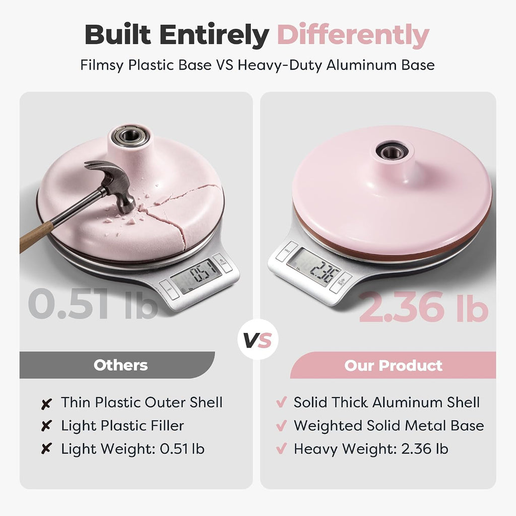 12" Pink Aluminum Alloy Cake Turntable, Cake Stand for Decorating