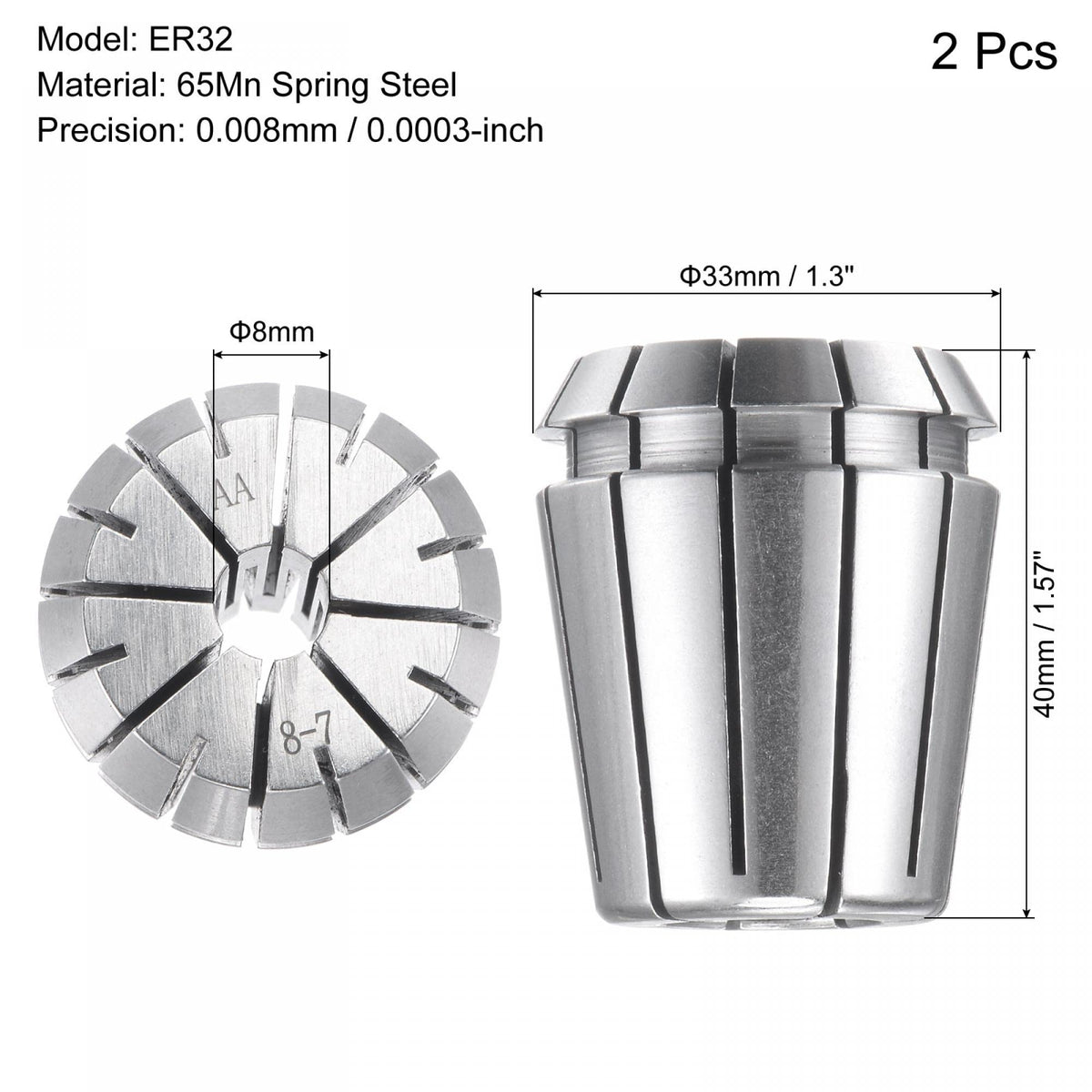 uxcell ER32 Spring Collet, 8mm Chuck for CNC Engraving Machine Lathe Milling 2pcs