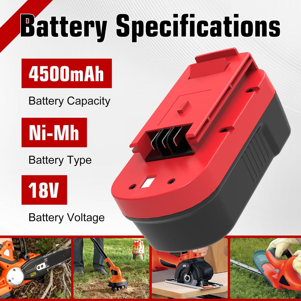 2-Pack [Upgraded to 4500mAh] Replacement for Black and Decker 18V Battery