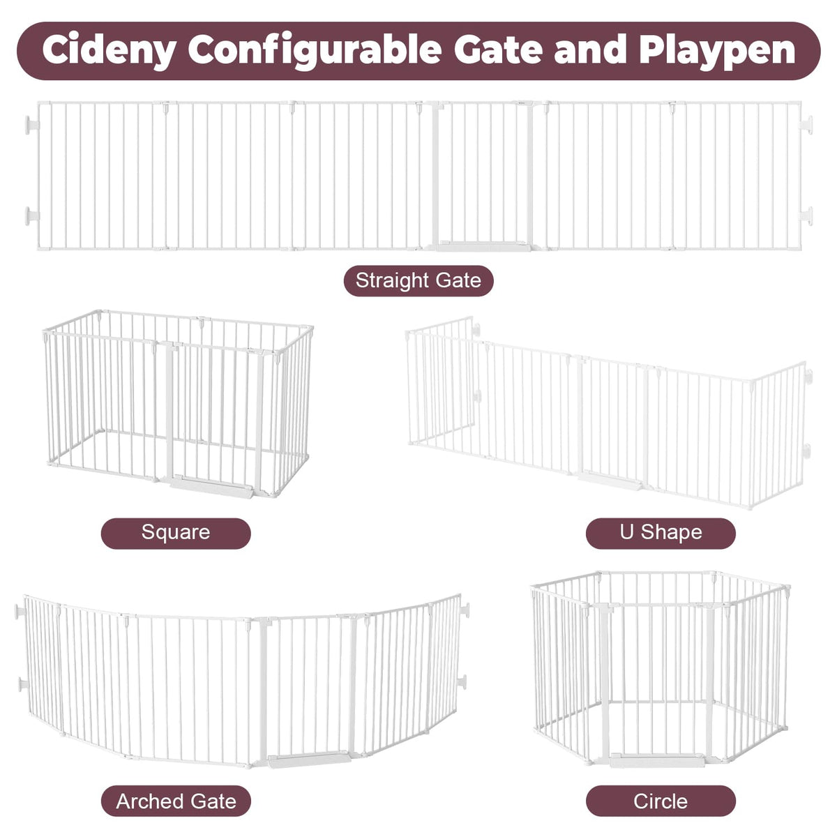 144" Extra-Wide Adjustable Hardware/Pressure-Mounted Pet & Child Safety Gate with Dual-Lock Walk-Through Swing Door for Stairs, Hallways & Wide Doorways