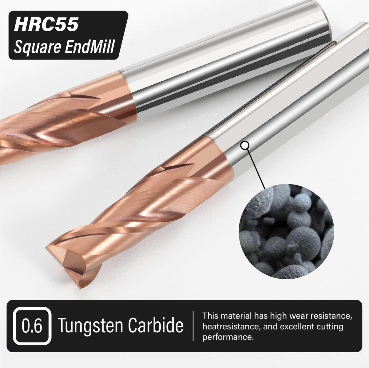 ALYICIA 3pcs 3/16" Carbide Square End Mill 2 Flutes TiSIN Coating Endmills