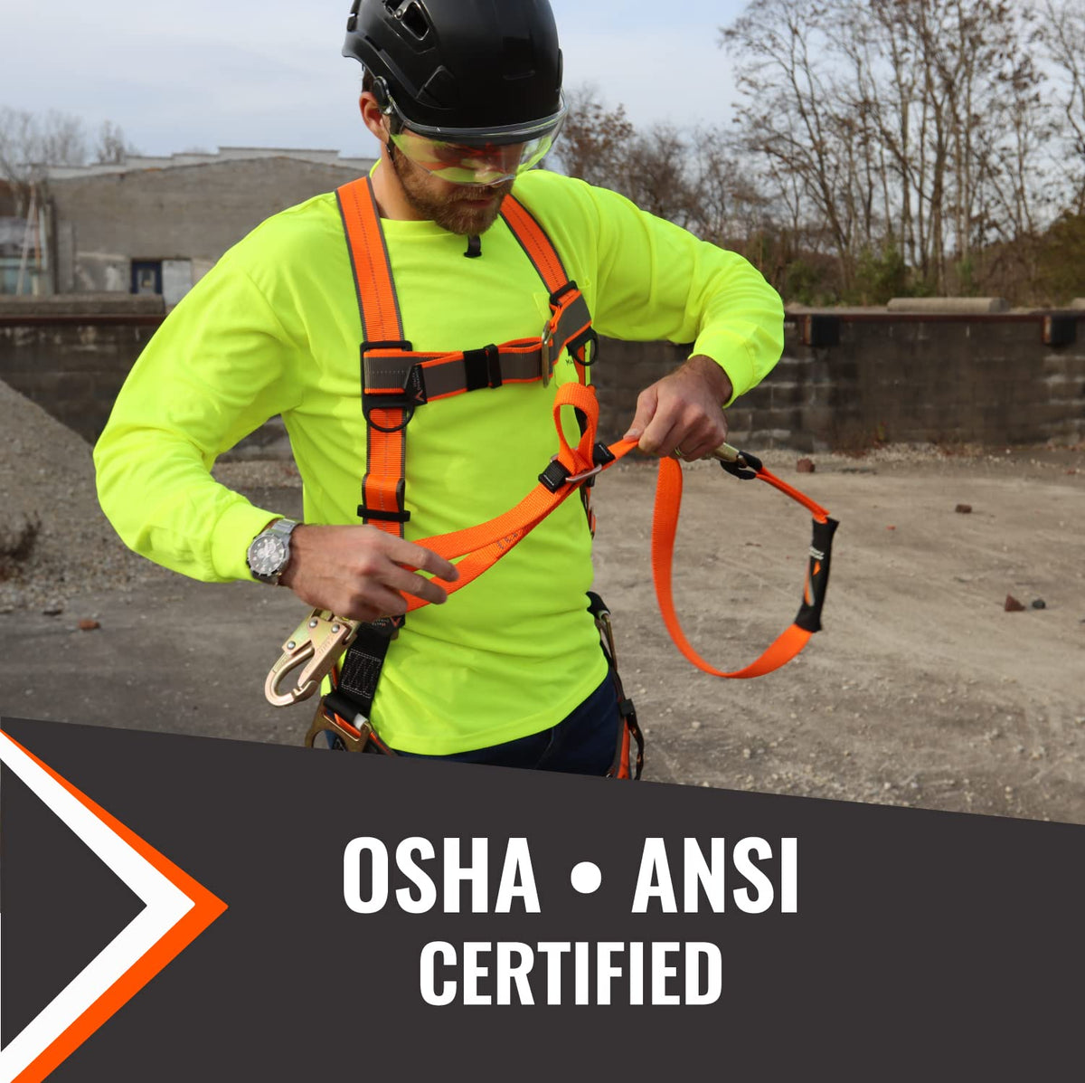 6-Foot Adjustable Fall Protection Lanyard, OSHA/ANSI Compliant, 8 Pack