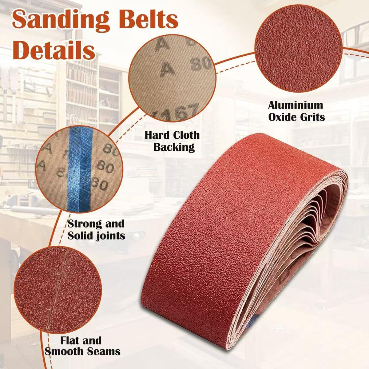 3 x 21Inch Aluminum Oxide Sanding Belts,6Each of 40 80 120 240 Grits,24 Pcs
