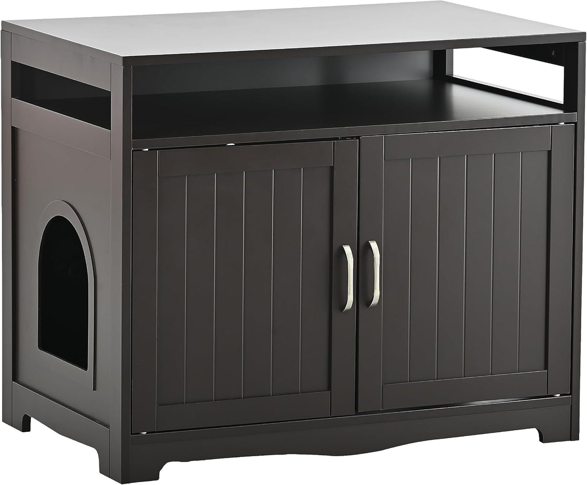 Cat Litter Box Enclosure, Large Wooden, Espresso