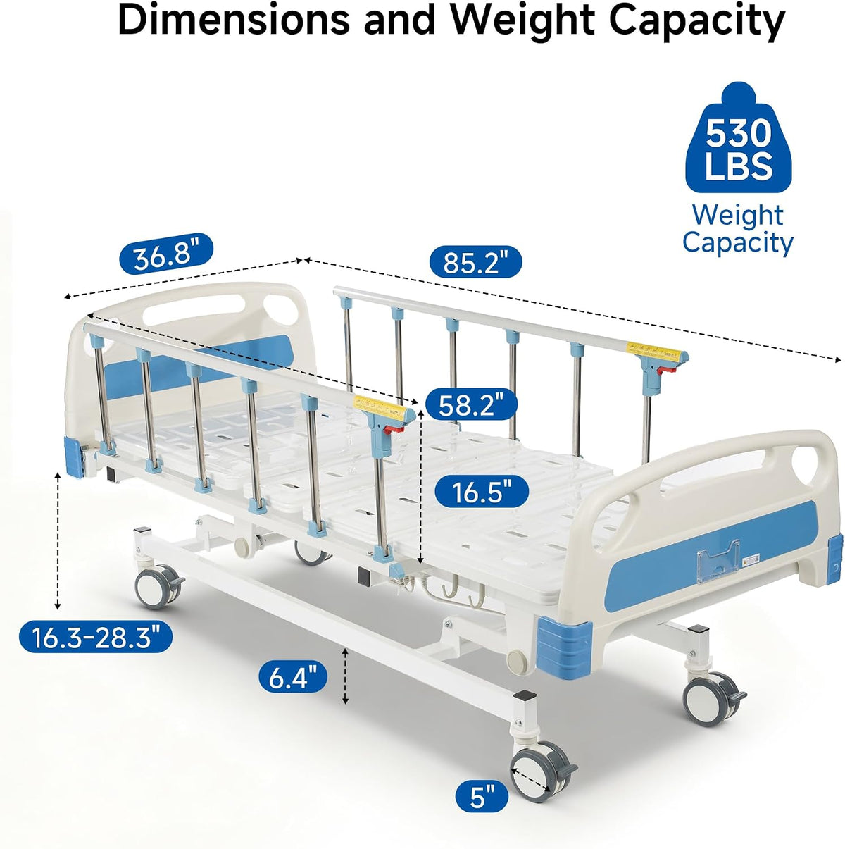 Premium 3 Function Full Electric Hospital Bed with Mattress
