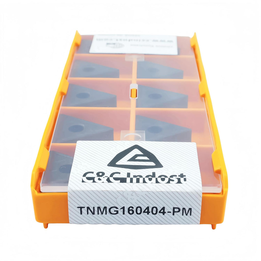 C&CINDOST TNMG160404‑PM Indexable Carbide Turning Inserts Grade CPC3015, CNC Lathe Cutting Tool Inserts with‑PM Chip Breaker for Steel Semi‑Finishing Machining