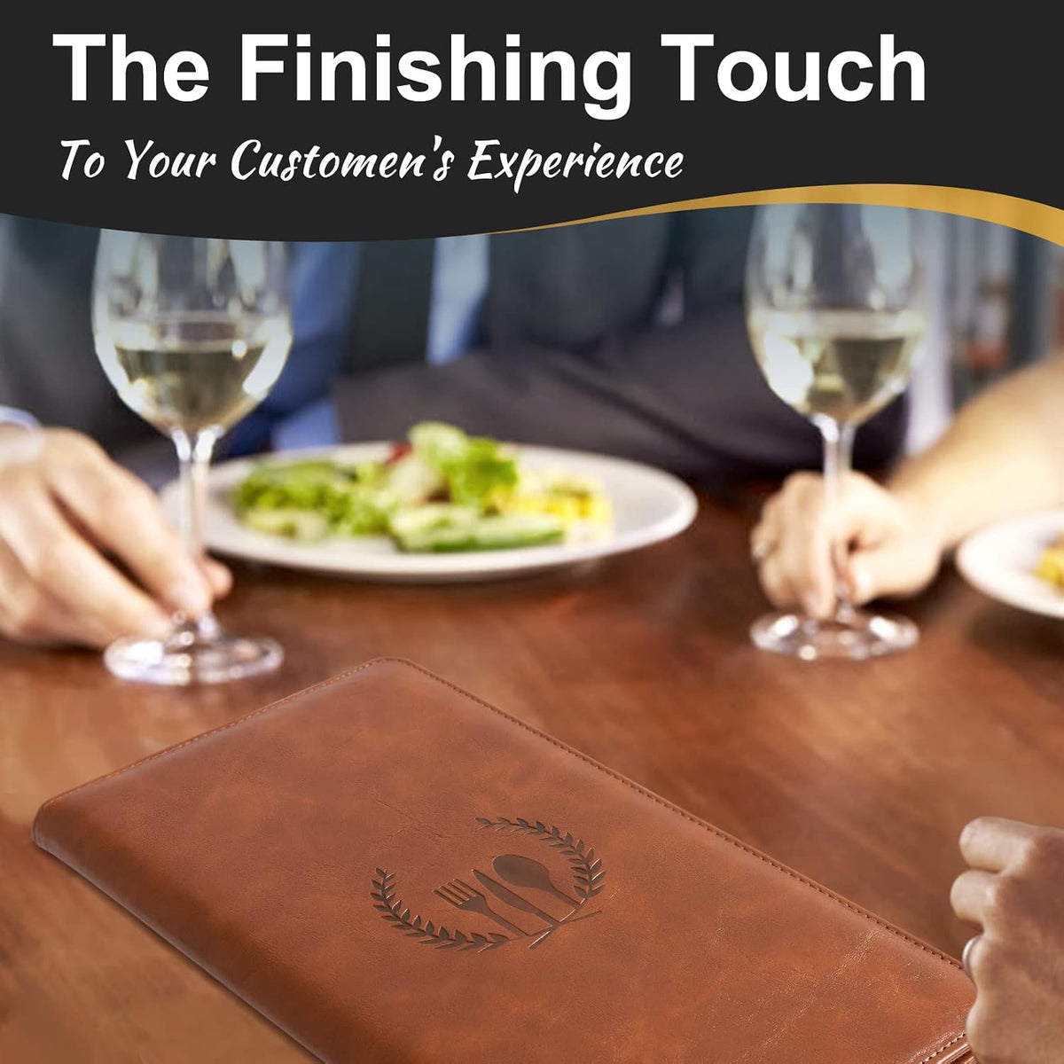 Restaurant Check Presenters, Guest Check Card Holder with Fork&Spoon Imprint, Restaurant Bill Holder, Check