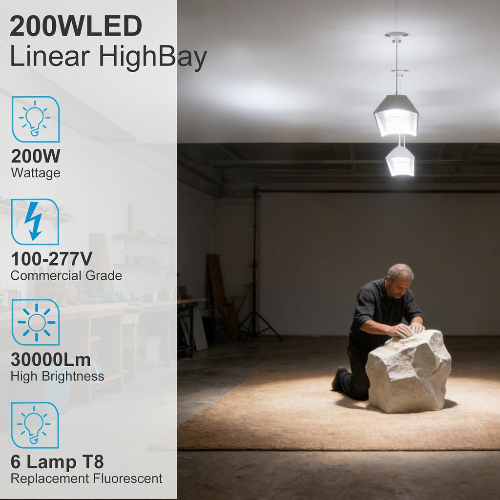 Lightdot 2FT Linear LED High Bay Shop Lights, 250W ETL Certified