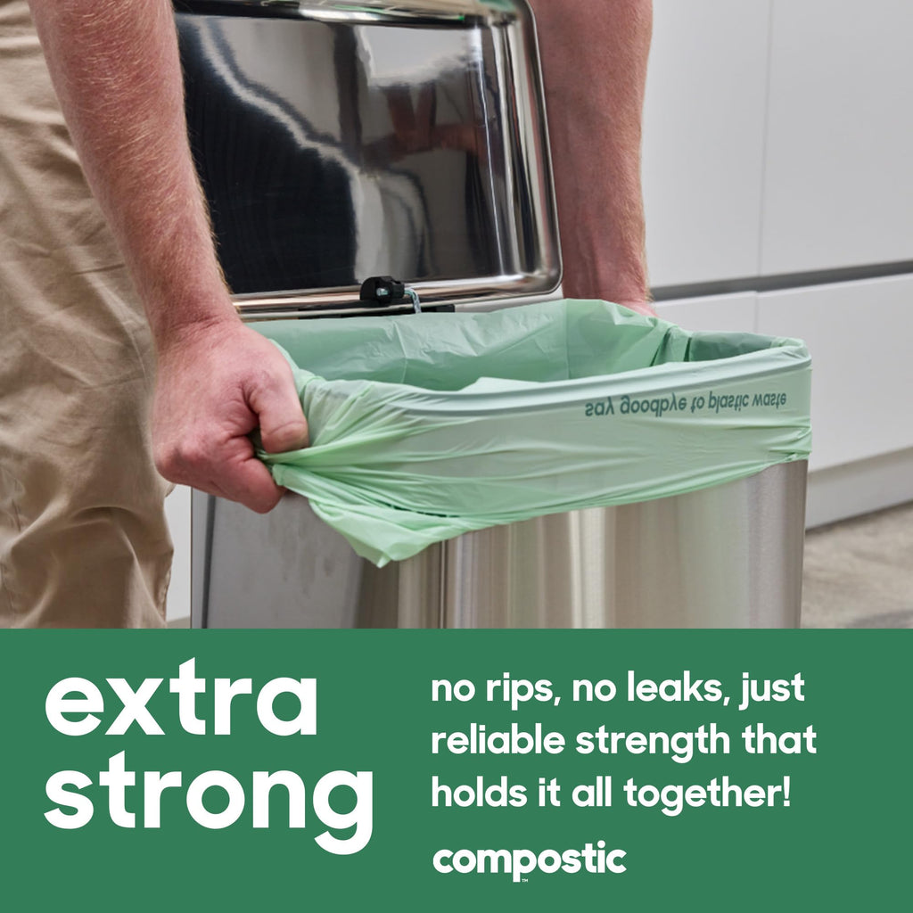 Compostable Trash Bags 13 Gallon Tall Kitchen, 100 Ct, Unscented