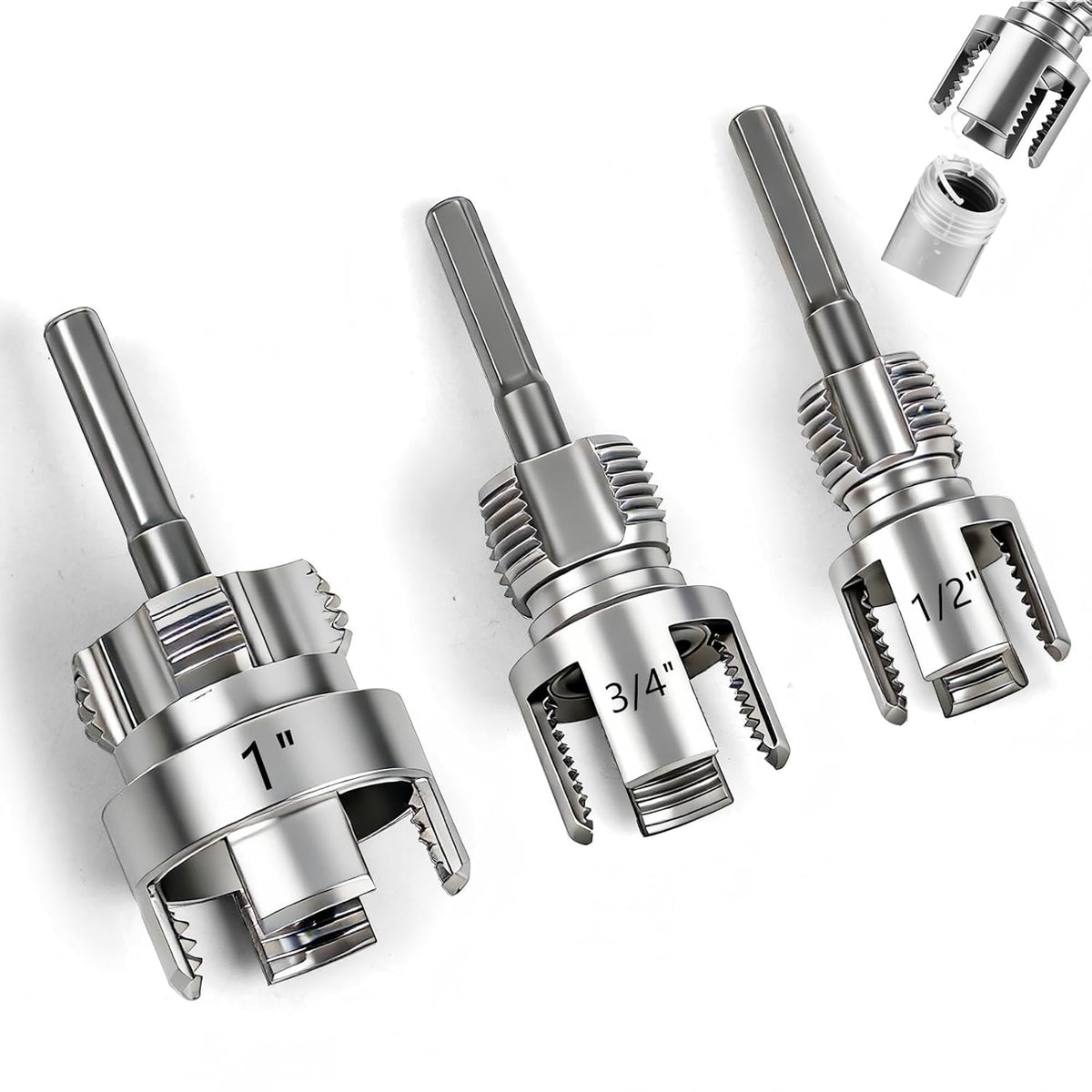 PVC Pipe Threader Set, 3PCS Integrated Pipe Threading Tool for 1/2" 3/4" 1"
