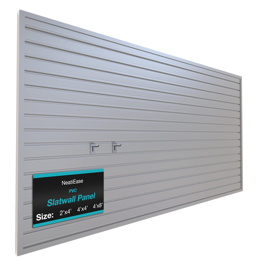 Slatwall Panel Wall Storage Systems, 4 x 8ft Slat Wall Paneling Garage Wall Organizer, Heavy Duty Wall Mounted PVC