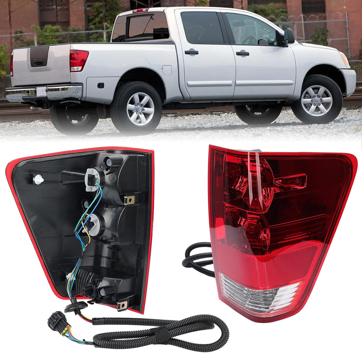 Tail light Compatible with 2004-2015 Nissan Titan with Bulbs and Harness Taillight Rear Lamp Replaces 26550ZH225 NI2801161(Right Passenger Side)