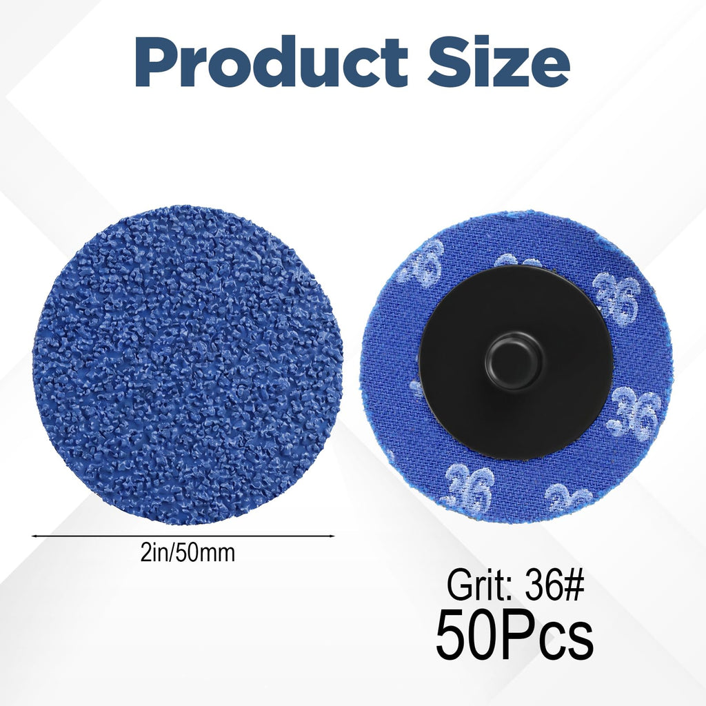 50 Pcs 2 Inch Flap Discs, 36 Grit 2 Sanding Discs with Aluminum Oxide Coated for Surface Prep, Grinding & Polishing (Blue, 2 x 2 Inches)