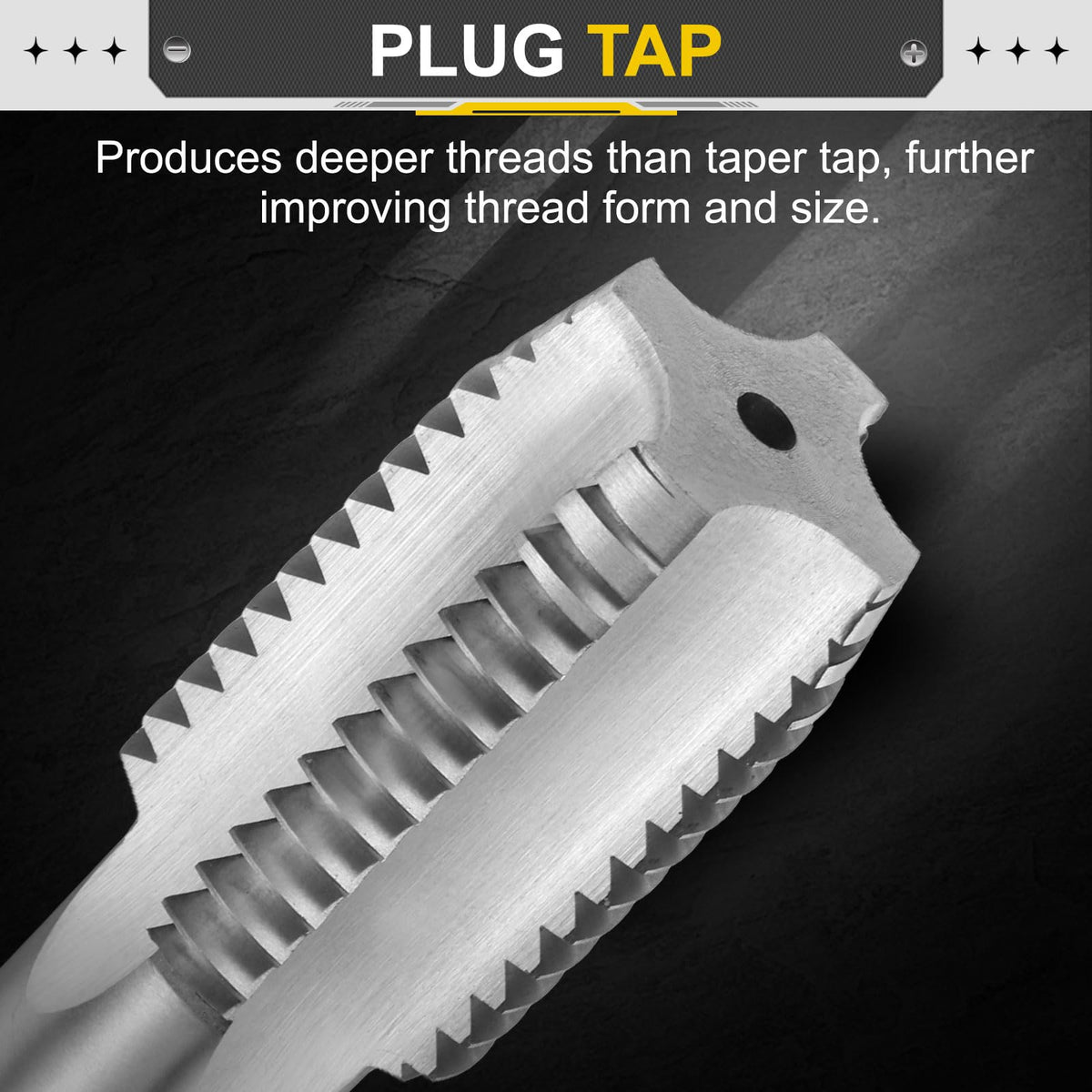 uxcell Hand Plug Tap 1-3/8"-6 UNC 2B Left Hand Thread Plug Style Taps Straight Flute Screw Tapping Threading Tool High Speed Steel HSS6542