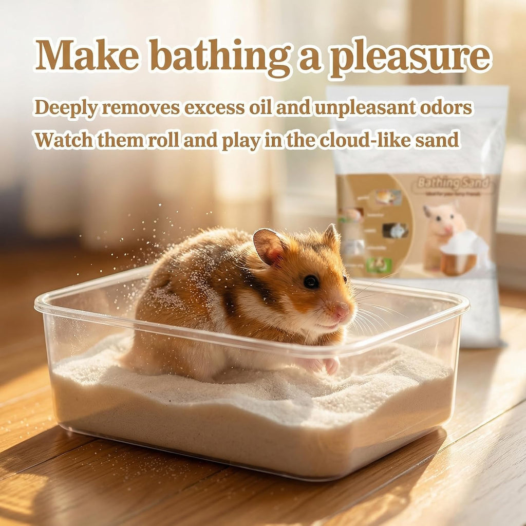 47OZ Hamster Sand Bath - White Fine Silica Sand, Hamster Soft Cleaning