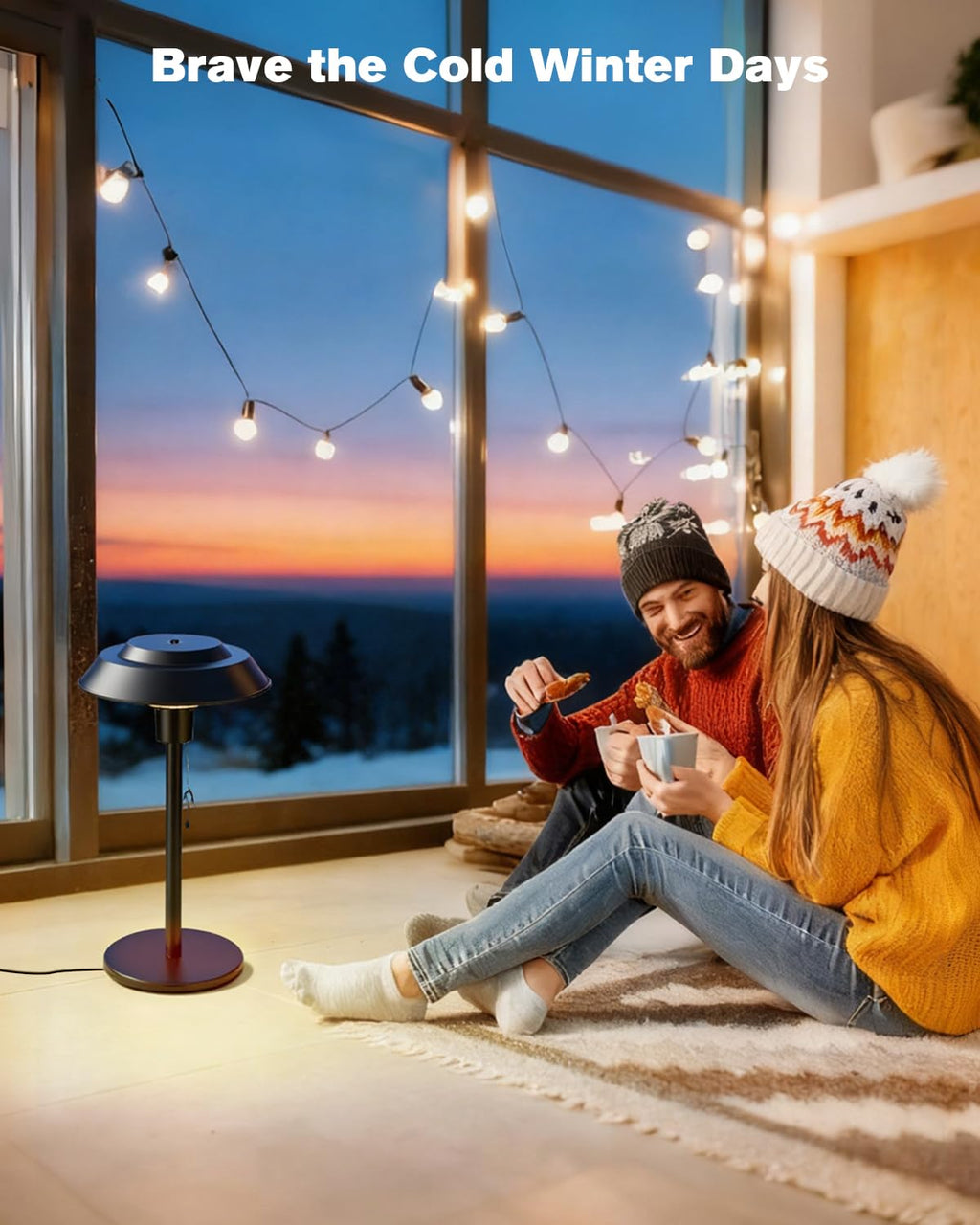 Electric Patio Heater, 1500W Portable Tabletop Infrared Heater with 3 Power Levels, IP55 Waterproof Outdoor Heater