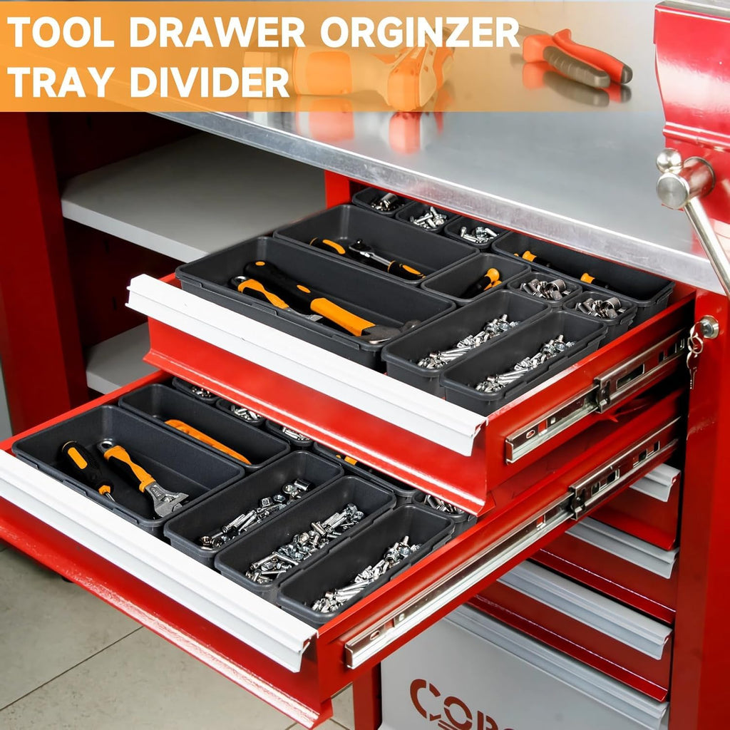 Tool Box Organizer Tray, 24 PCS & 5 Sizes, Black