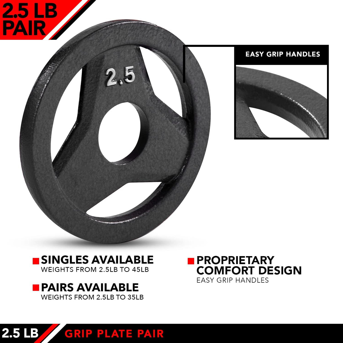 Olympic 2 Inch Grip Plates and Bumper Plates for Barbell - Single Weights or Sets of 2 (Muliple Weights)