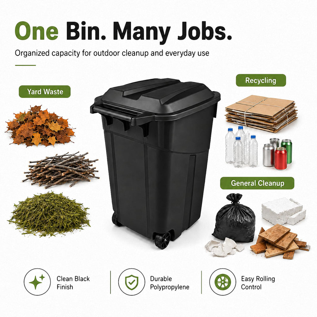 45 Gallon Wheeled Outdoor Trash Can Durable Garbage Bin with Lid(2-Pack)