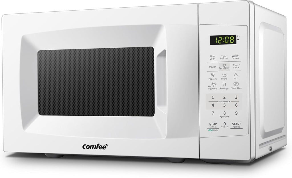 Countertop Microwave Oven, 0.7 Cu.Ft, 700W,Pearl White, ECO Mode | Sound On/Off, One-Touch Buttons, Child Lock