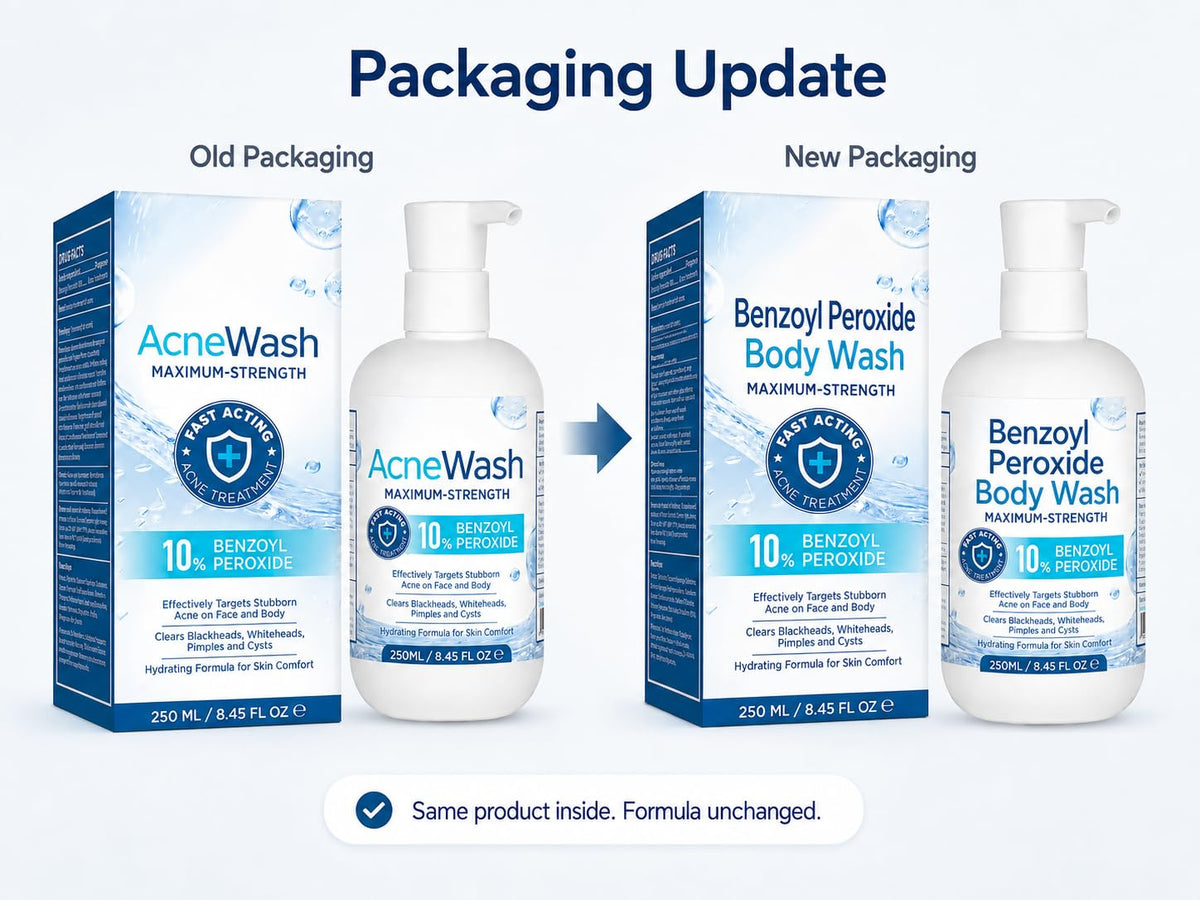 Benzoyl Peroxide Body Wash: 10% Benzoyl Peroxide Acne Wash for Face, Skin, Butt, and Back Acne - Maximum-Strength
