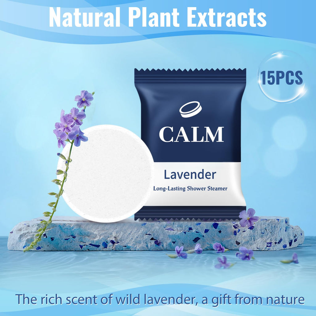 Lavender Shower Steamers, 15-Pack Shower Bombs for Women