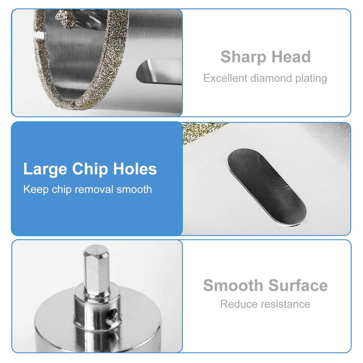 2-1/8" / 55mm Diamond Hole Saw with Center Drill Bit, Jamiikury Tile Hole Saw Glass Hole Cutter for Ceramic Glass Tile Porcelain Marble