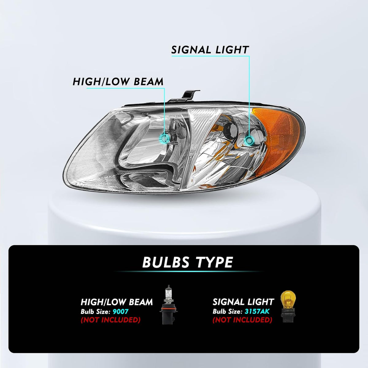 TUSDAR Compatible with 2001-2007 Dodge Caravan Headlight Assembly