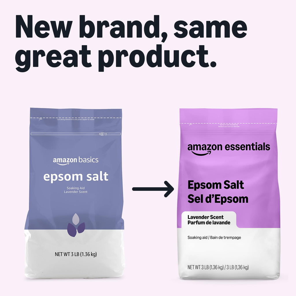 Epsom Salt Soaking Aid, Lavender Scented, 3 Pound, 6-Pack (Previously Amazon Basics)