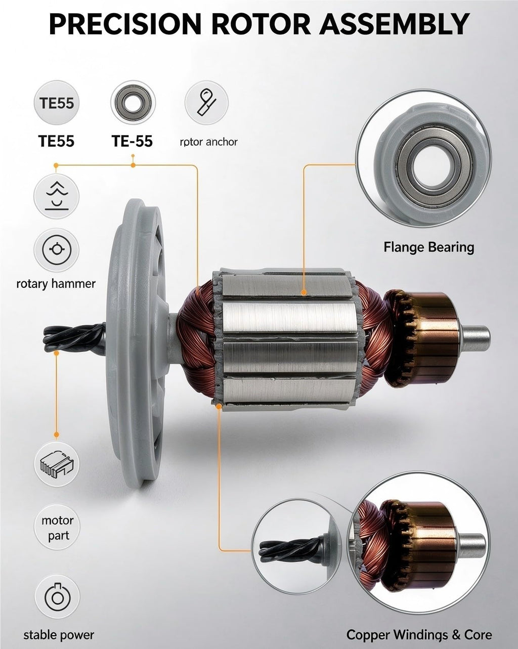 Armature Rotor Anchor Motor Compatible With Hilti TE55 Parts
