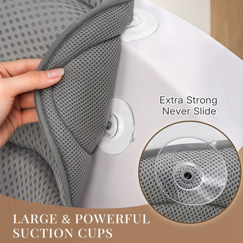 Bath Pillows for Tub, Luxury Bathtub Pillow for Head and Neck Support, Gray