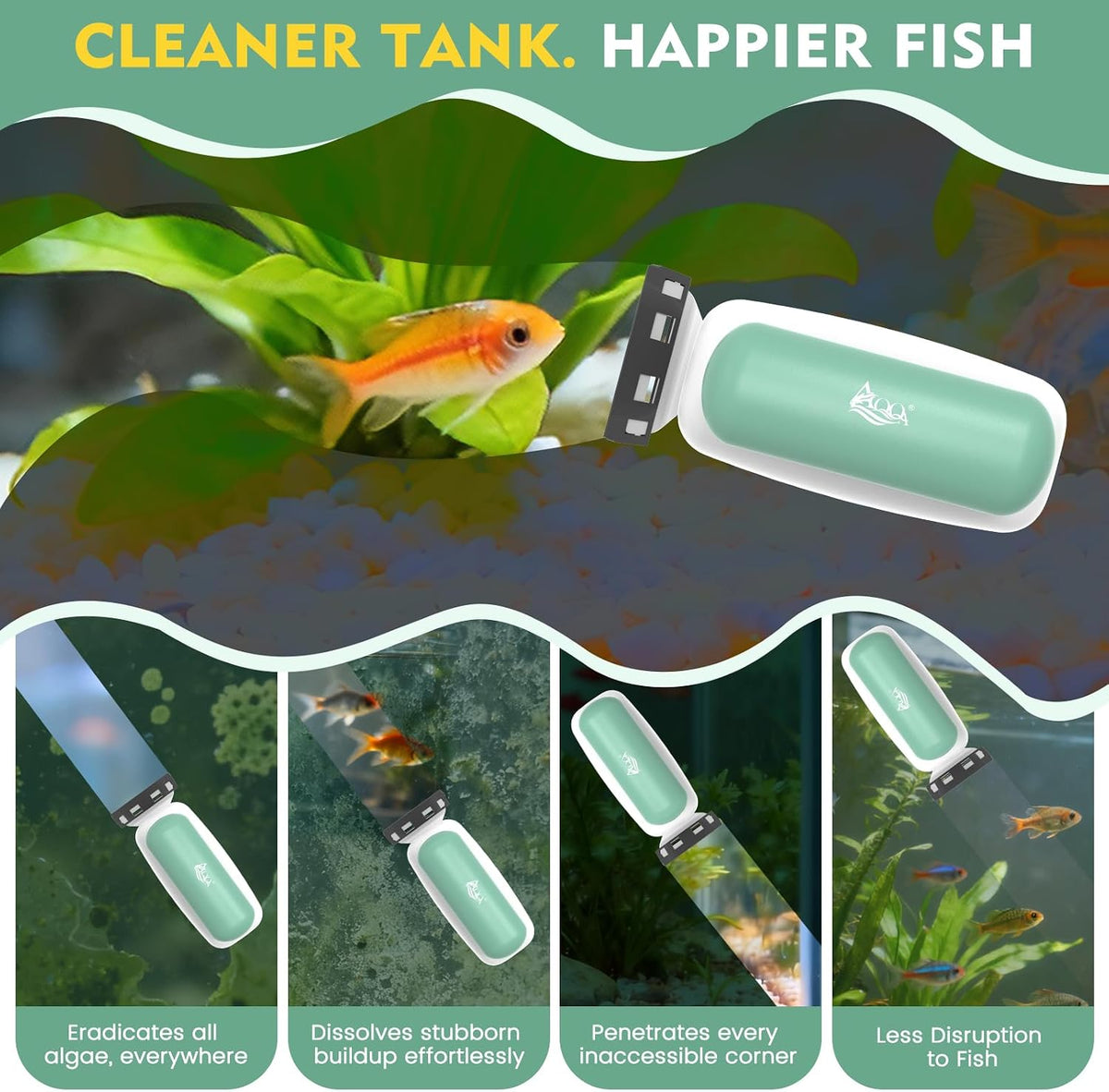 Magnetic Aquarium Glass Cleaner,Dual Blade Algae Scraper for Fish Tank
