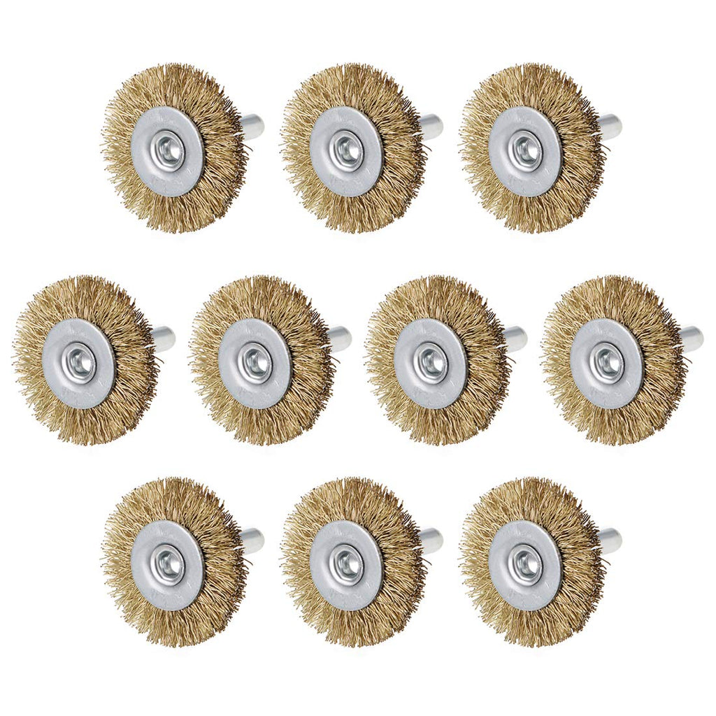 uxcell 1-1/2Inch Wire Wheel Brush Bench 1/4-Inch Shank Crimped Steel 10 Pcs