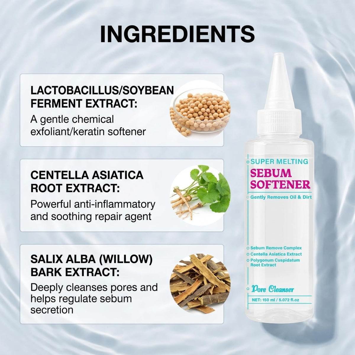 Super Melting Sebum Softener, Blackhead Remover Liquid for Deep Pore Cleansing, Gentle Dissolve Sebum with Centella