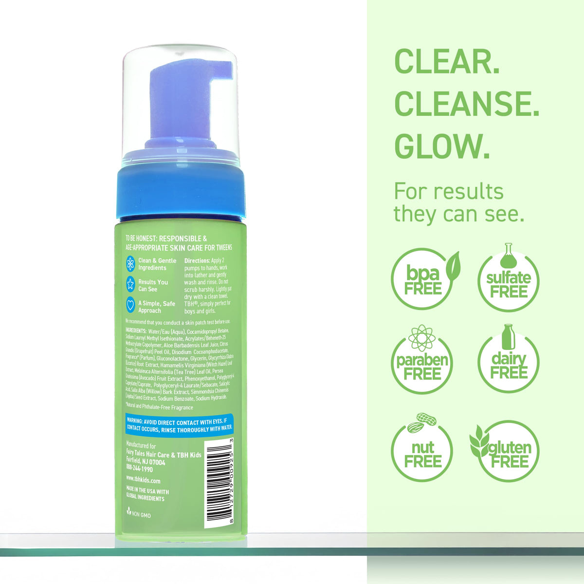 Kids Spot Foam Face Wash – Gentle Daily Cleanser for Preteens & Teens – Salicylic Acid & Willow Bark for Oily &