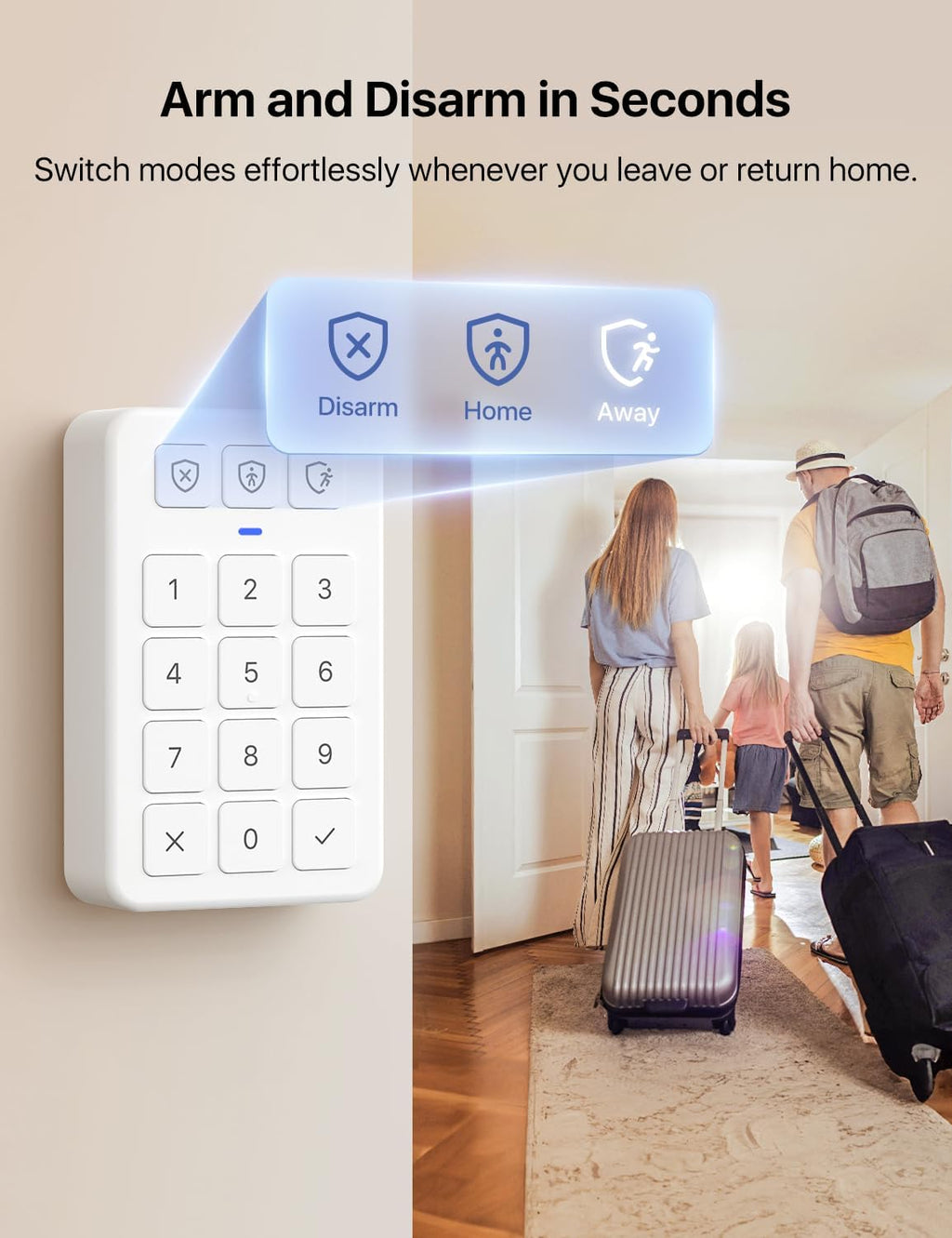 Smart Home Security System, Wireless Security System 5-Piece Set, Supports Mobile App Alerts, Compatible with Alexa