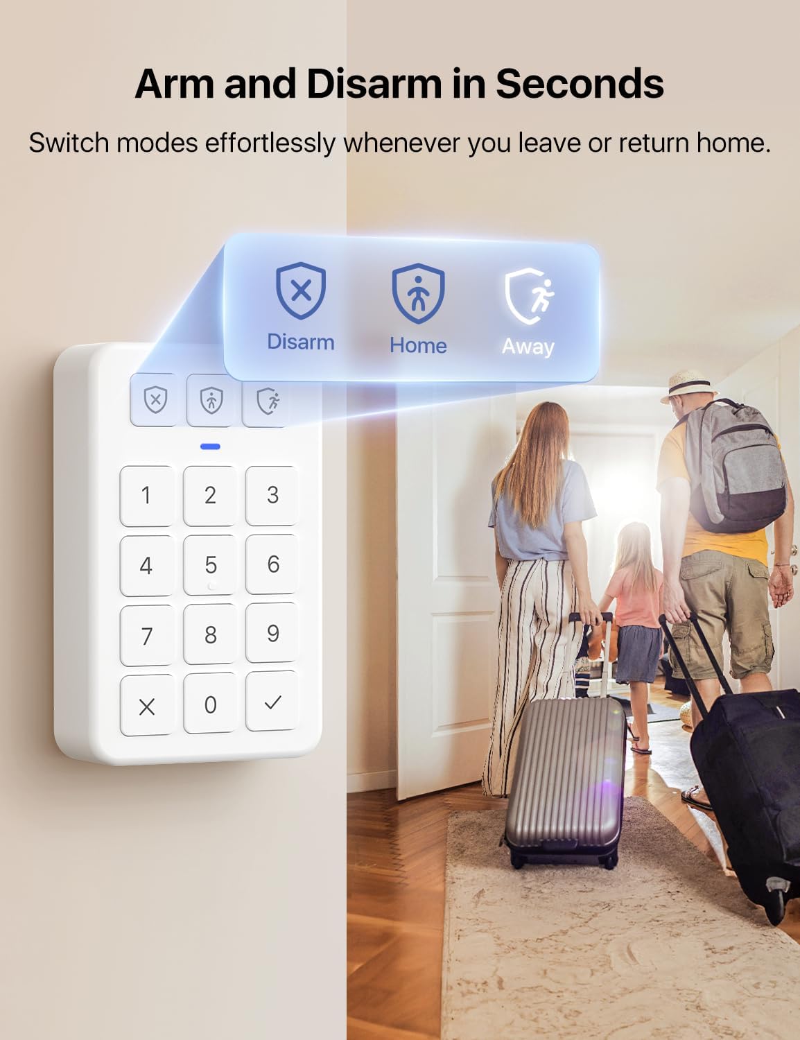 Smart Home Security System, Wireless Security System 5-Piece Set, Supports Mobile App Alerts, Compatible with Alexa