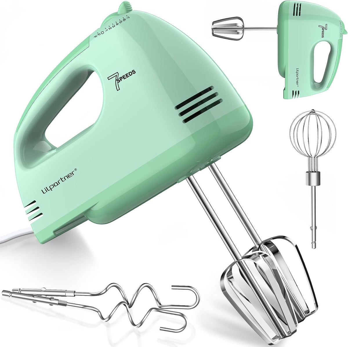 Hand Mixer Electric, Ultra Power Kitchen Hand Mixer With 7-Speed & 5 Stainless Steel Accessories for Whipping Dough