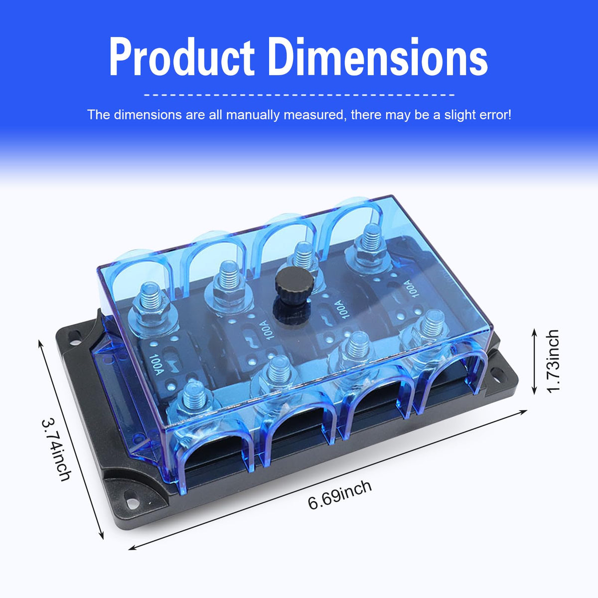 Bouzuny 4-Way AMG Mega Fuse Holder, Bolt-On Fused Distribution Block with Cover & 4 PCS 100A Fuse, Fuses Protected Converter Kit, Universal for Cars, Power Switch, GPS Position, LED Turn Signals
