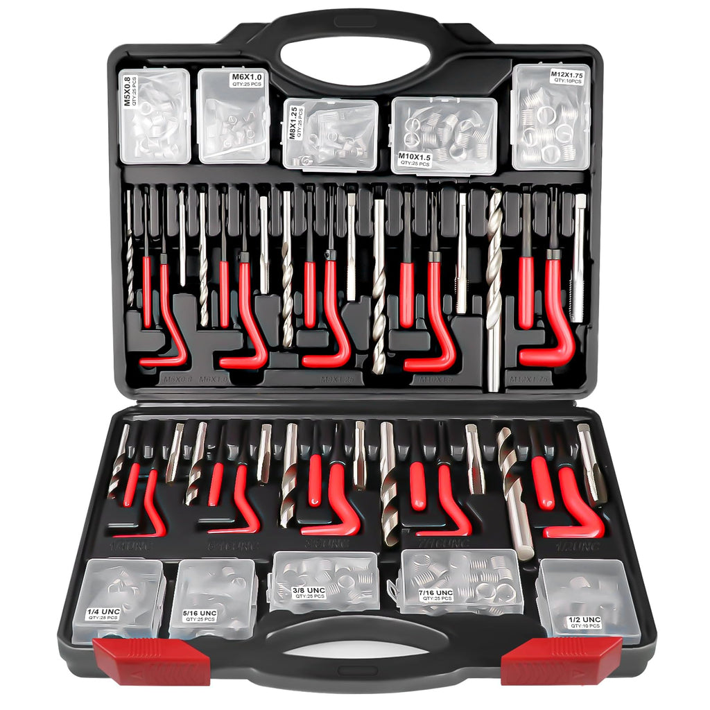 AJulyBee 261Pcs Thread Repair Kit, Metric & SAE Rethreading Tool