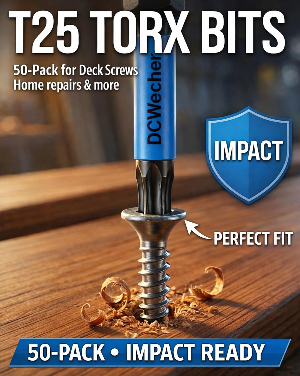 50-Pack T25 Torx Bits for Impact Driver, 2-Inch Magnetic T25 Bit Set