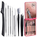 Blackhead Remover Tool Comedones Extractor Acne Removal kit & Eyebrow Trimmer Kit, 8PCS in One with 5X Magnifying