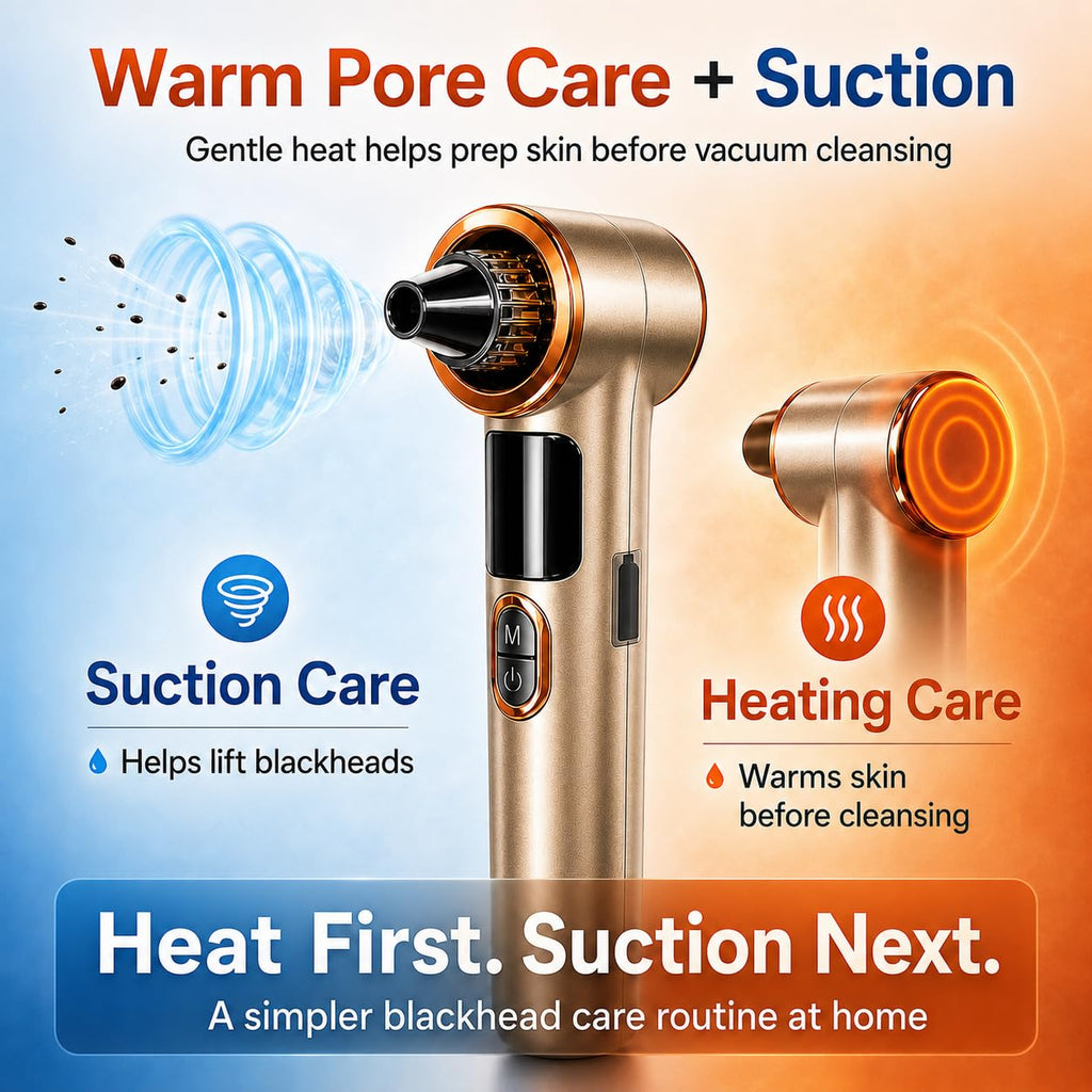 Heated Blackhead Remover Vacuum, Warm Compress Pore Vacuum Cleaner with 3 Suction Levels, LED Display, USB