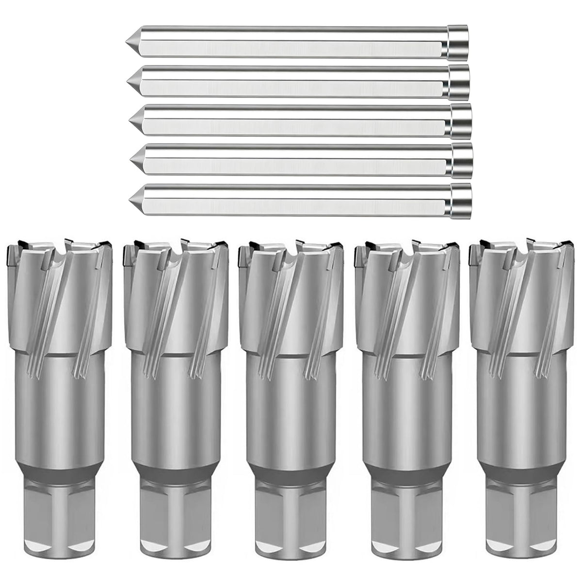 HeeHoo 5Pcs 28 mm TCT Annular Cutter 35 mm Depth x 3/4" Weldon Flat Shank